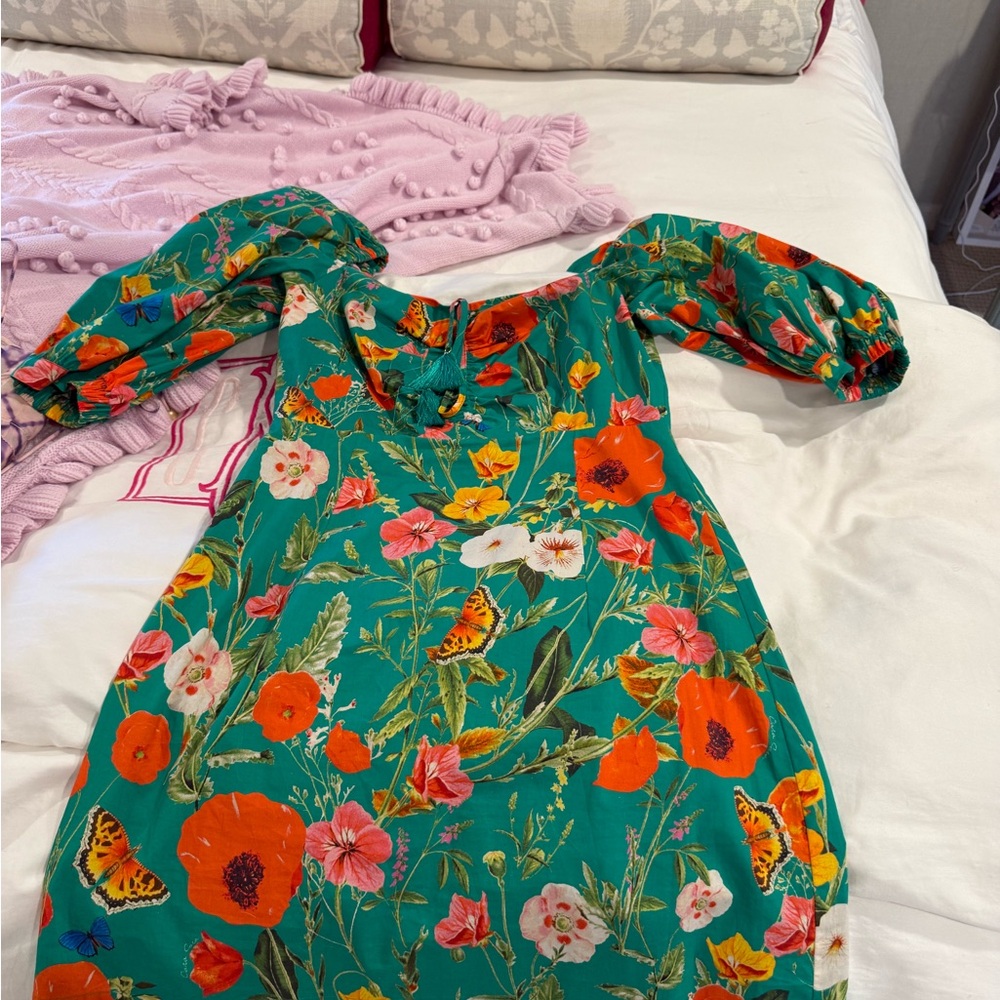 Cara Cara Green Floral Kids Dress